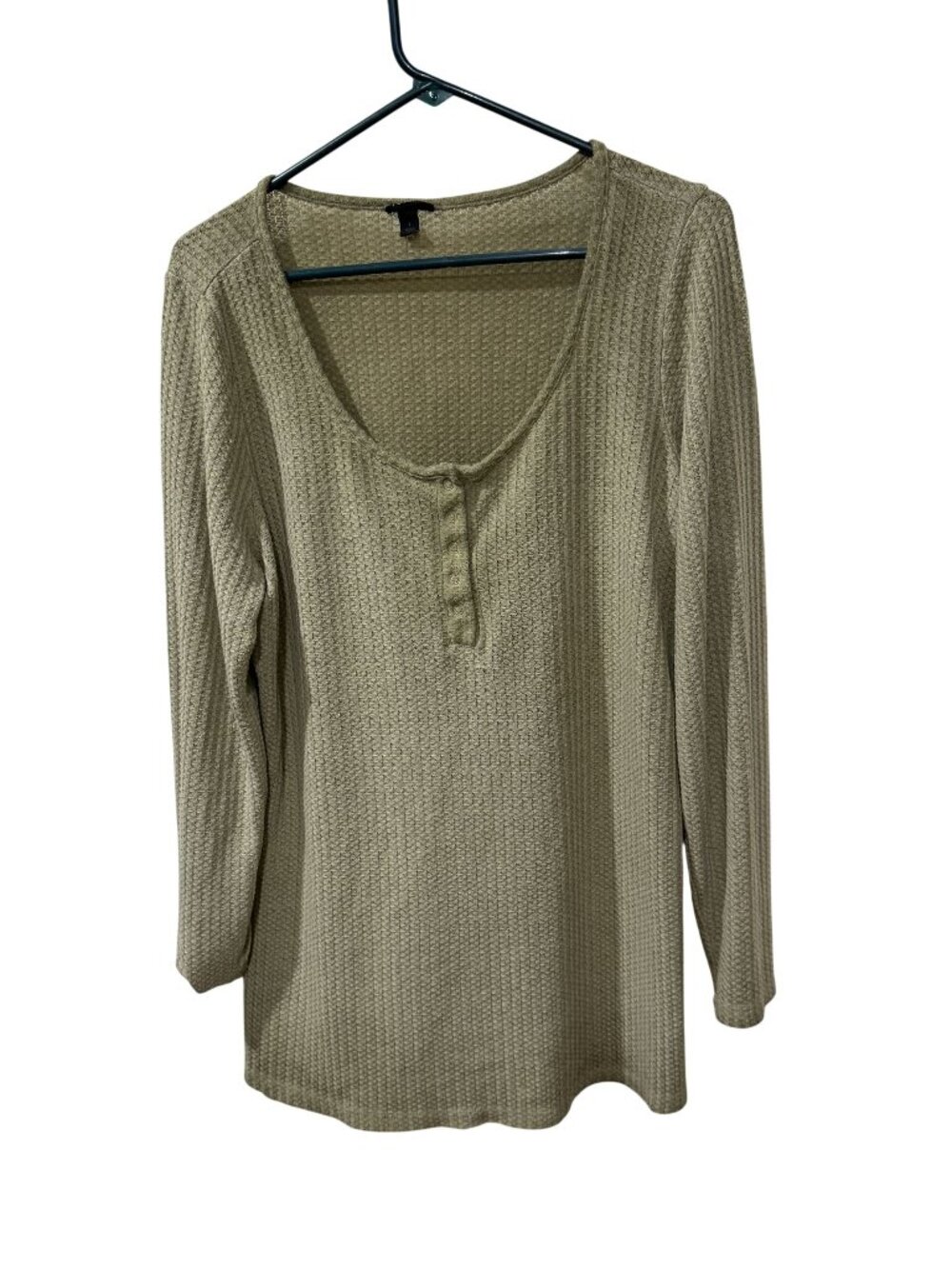 Torrid Waffle Knit Beige Button-Front Long-Sleeve Top Size 1 XL Lightweight